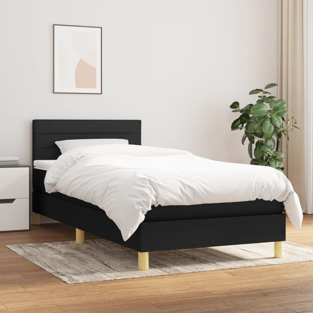 vidaXL Boxspring met matras stof donkerbruin 200x200 cm