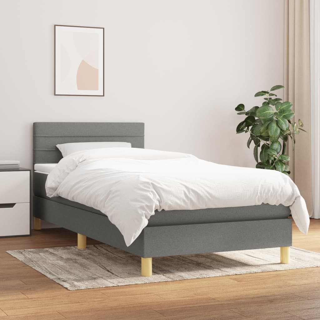 vidaXL Boxspring met matras stof donkerbruin 200x200 cm