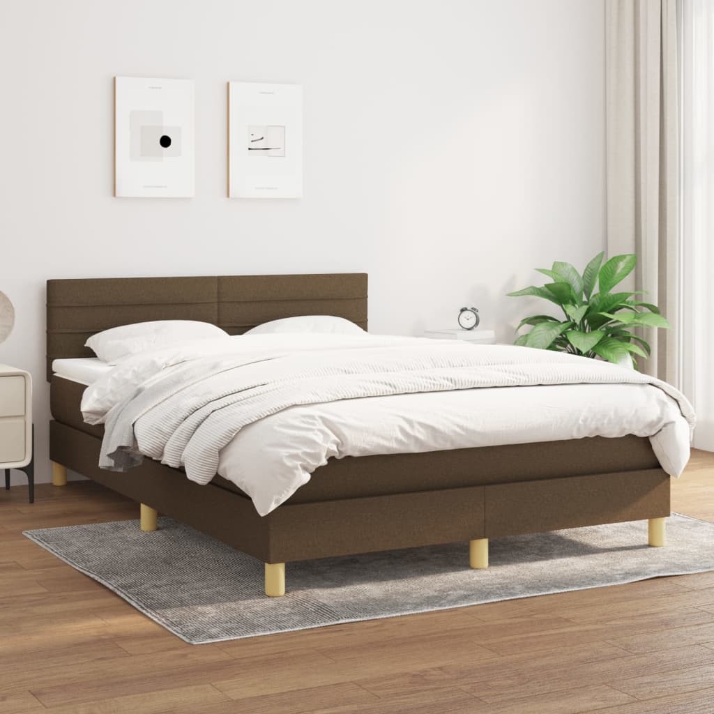vidaXL Boxspring met matras stof donkerbruin 200x200 cm