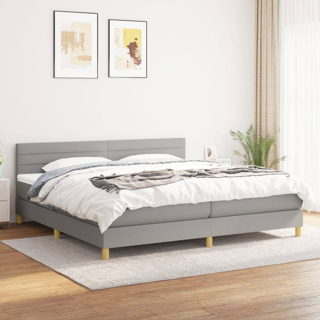 vidaXL Boxspring met matras stof donkerbruin 200x200 cm