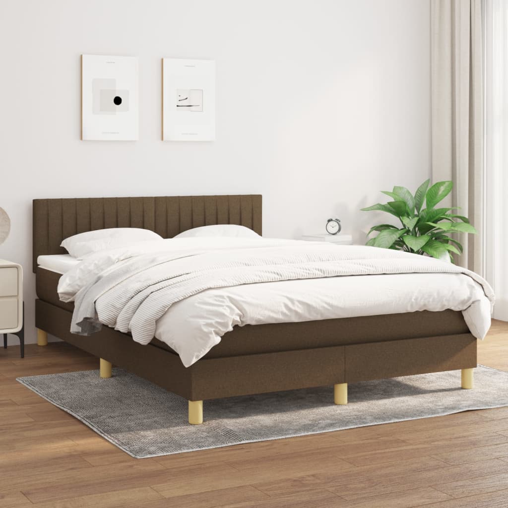 vidaXL Boxspring met matras stof donkerbruin 200x200 cm