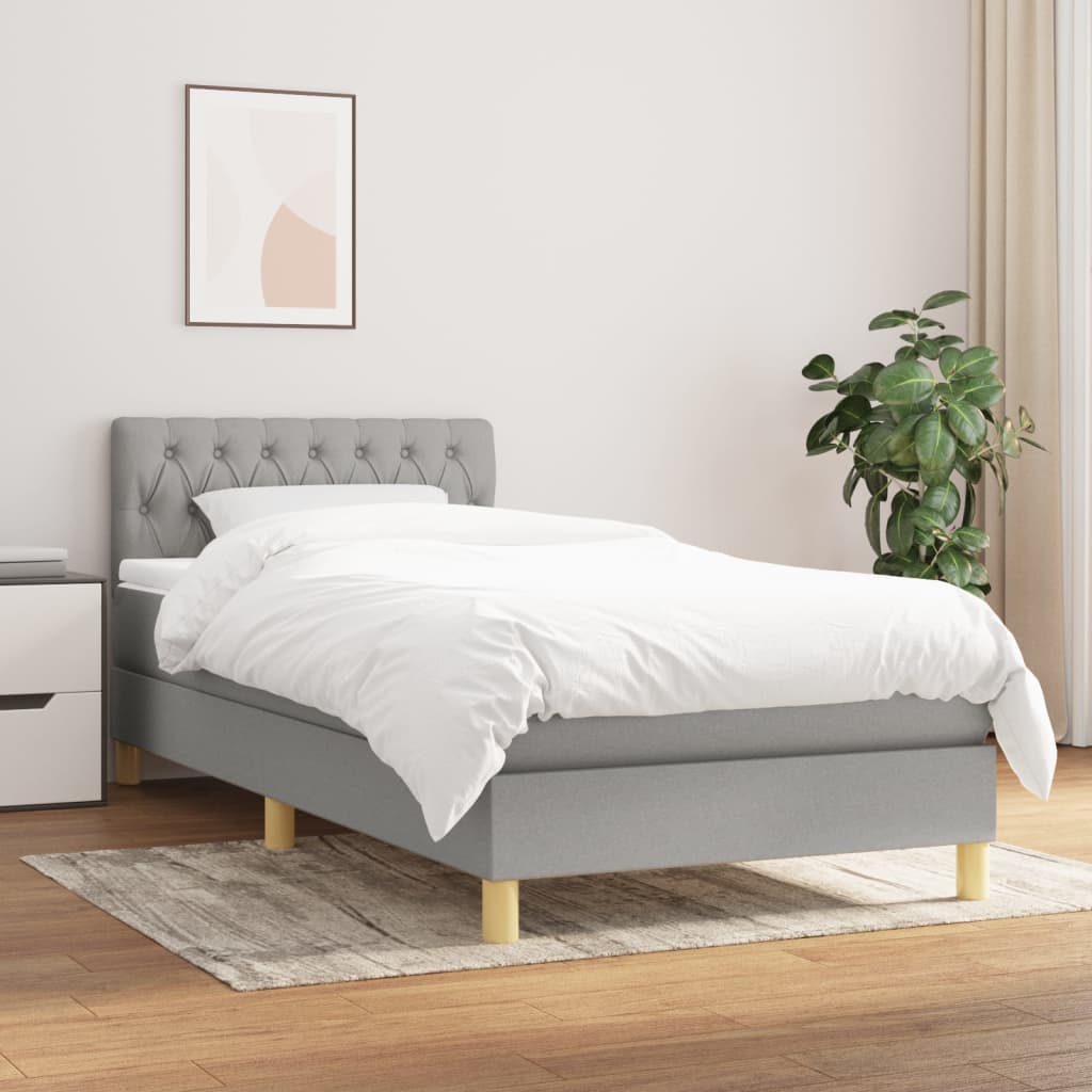 vidaXL Boxspring met matras stof donkerbruin 200x200 cm