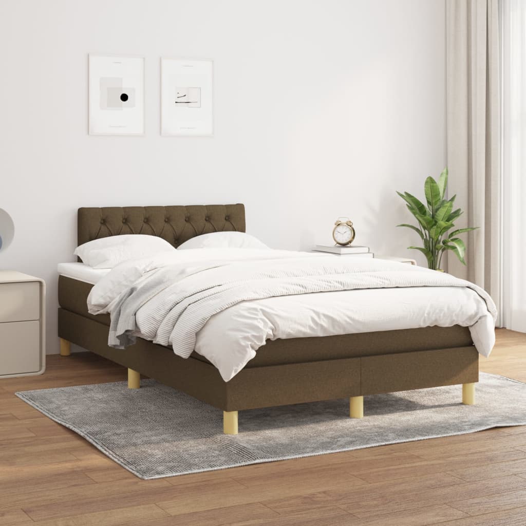 vidaXL Boxspring met matras stof donkerbruin 200x200 cm