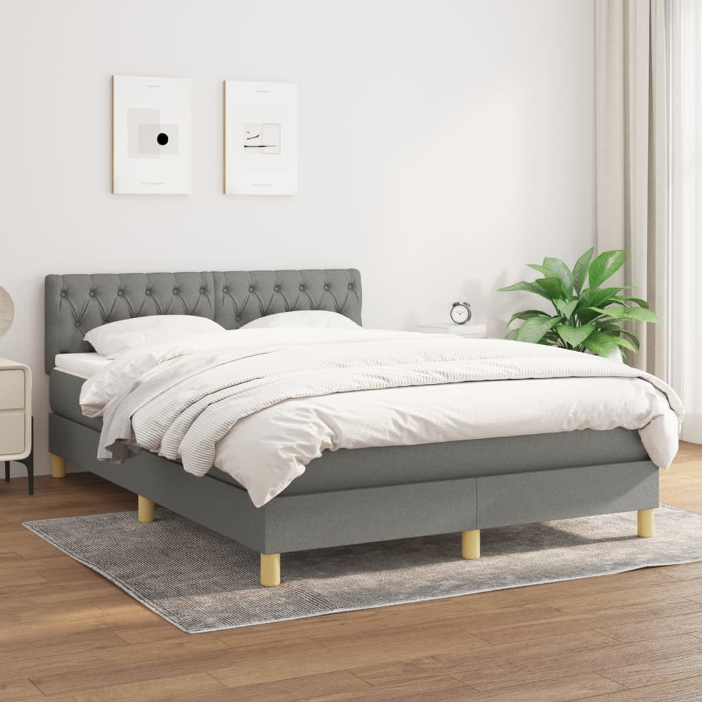 vidaXL Boxspring met matras stof donkerbruin 200x200 cm