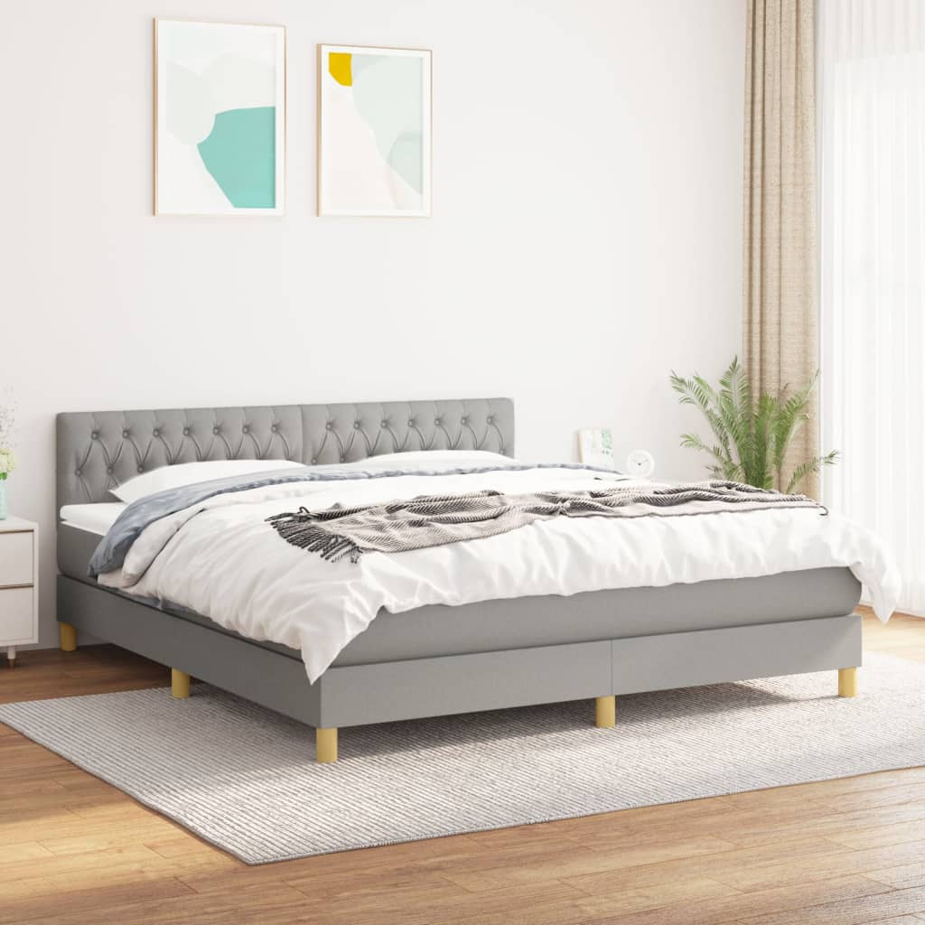 vidaXL Boxspring met matras stof donkerbruin 200x200 cm