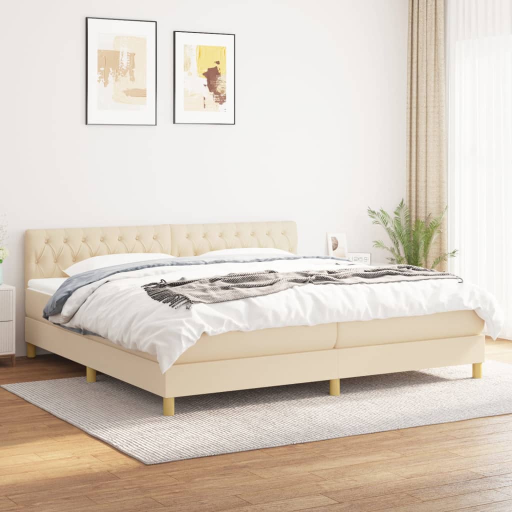 vidaXL Boxspring met matras stof donkerbruin 200x200 cm