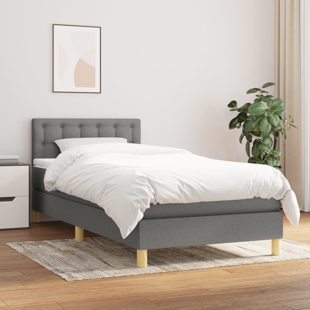 vidaXL Boxspring met matras stof donkerbruin 200x200 cm