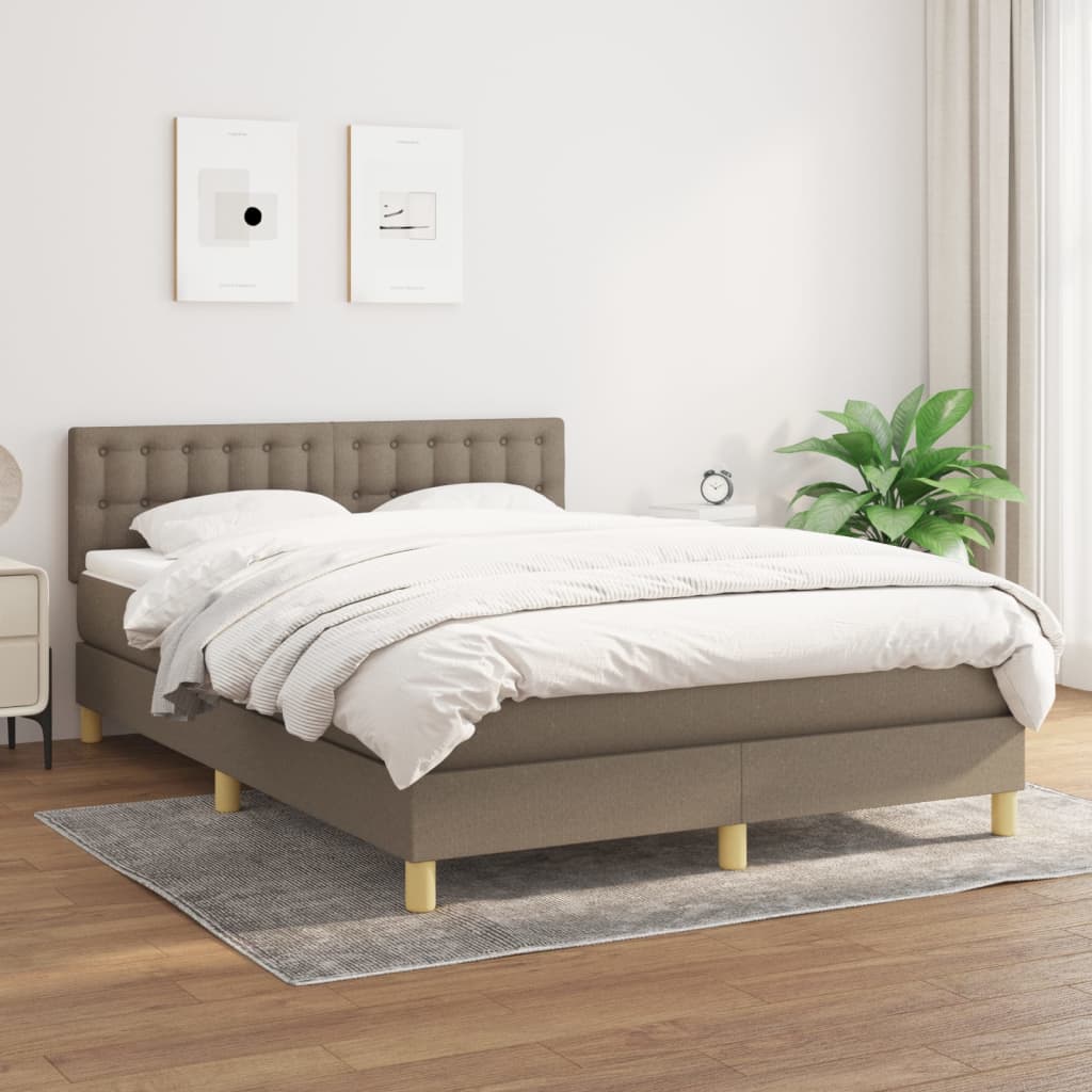 vidaXL Boxspring met matras stof donkerbruin 200x200 cm
