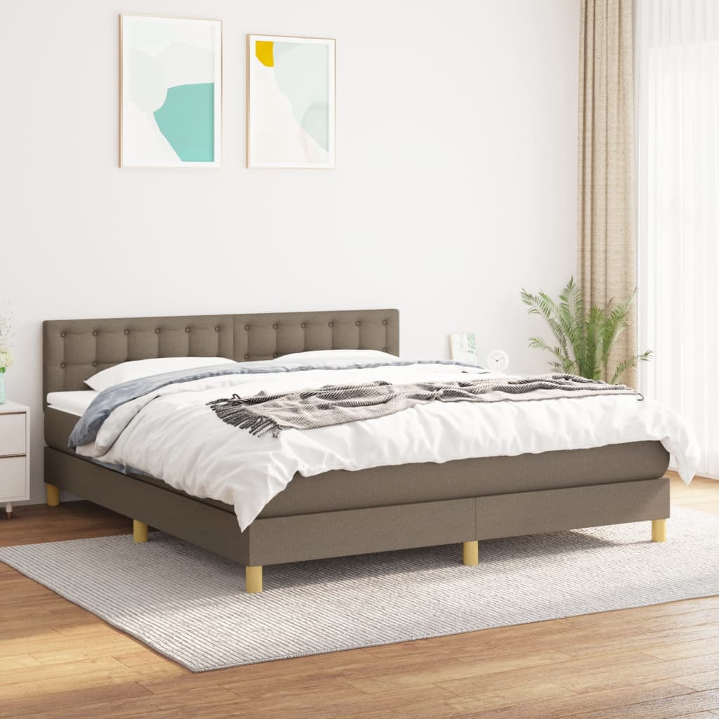 vidaXL Boxspring met matras stof donkerbruin 200x200 cm