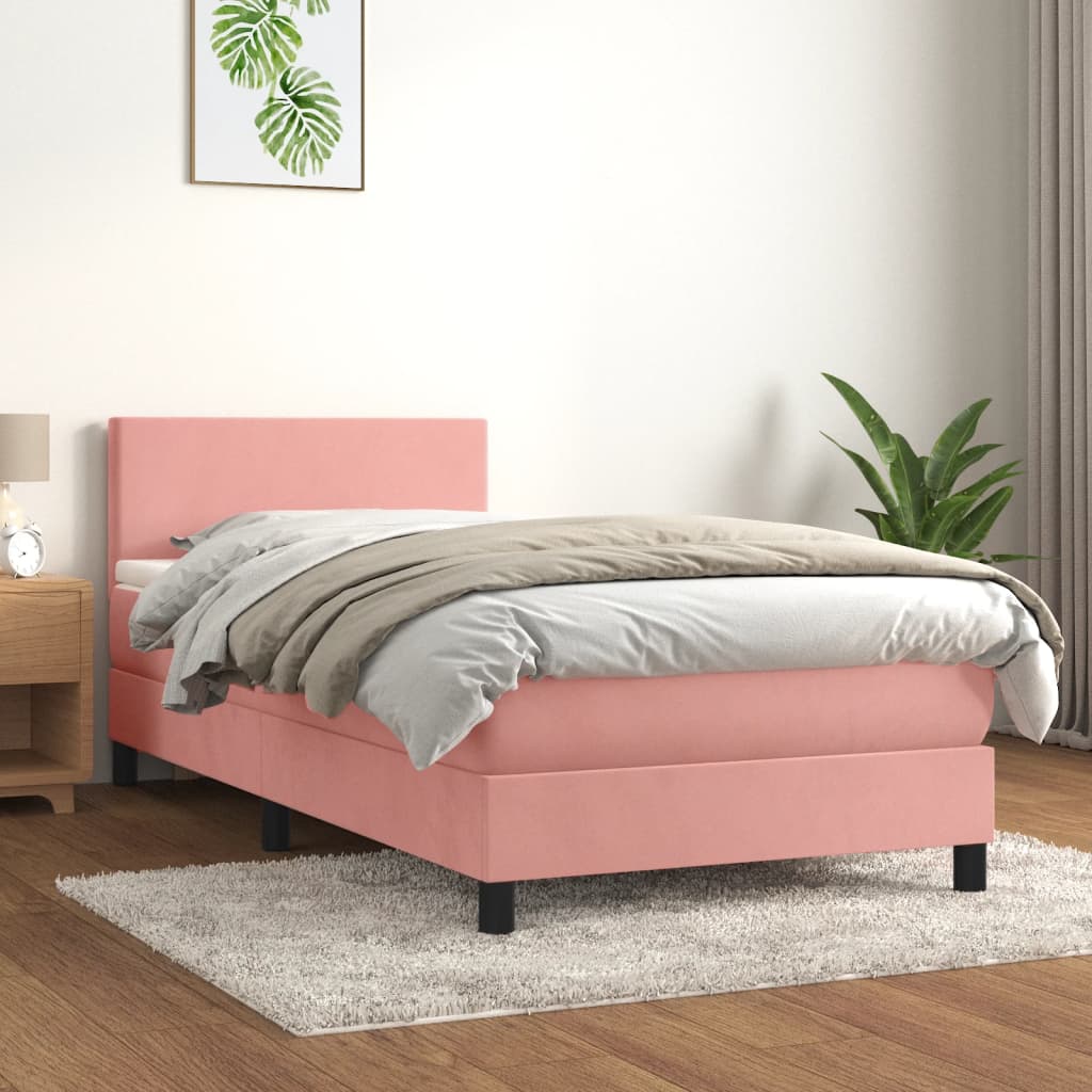 vidaXL Boxspring met matras fluweel donkergrijs 140x200 cm