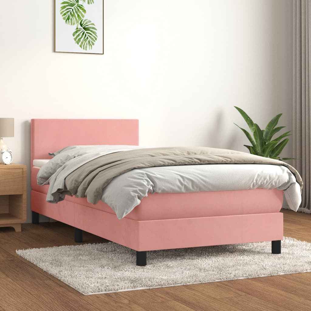 vidaXL Boxspring met matras fluweel donkergrijs 140x200 cm