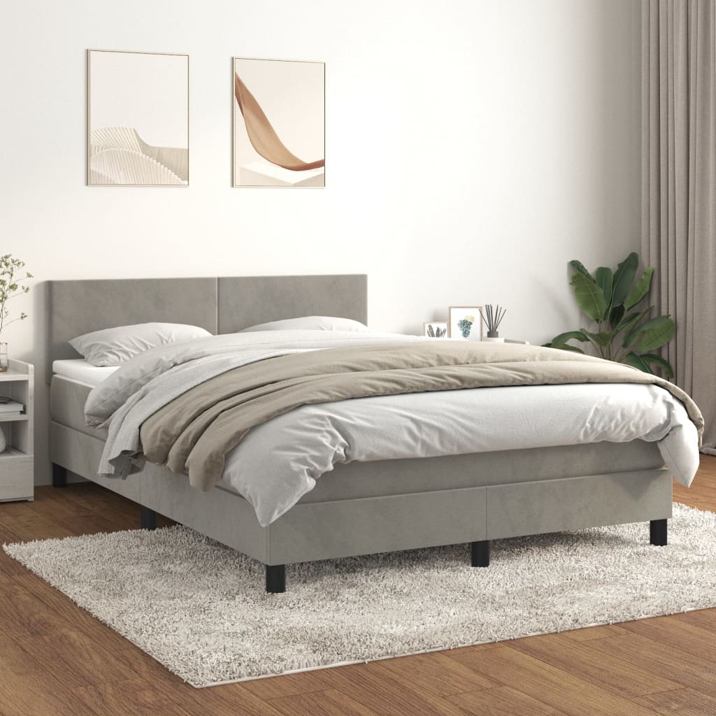 vidaXL Boxspring met matras fluweel donkergrijs 140x200 cm
