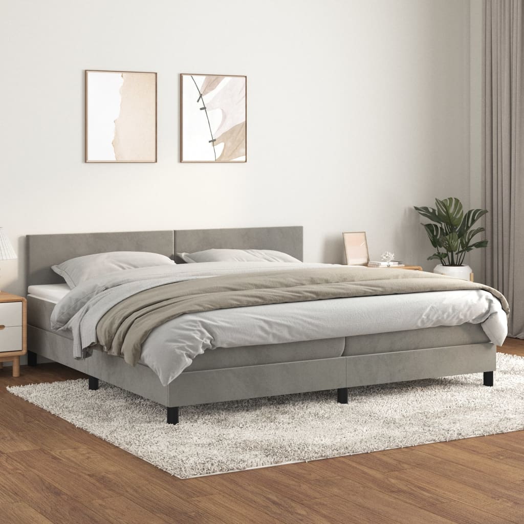 vidaXL Boxspring met matras fluweel donkergrijs 140x200 cm