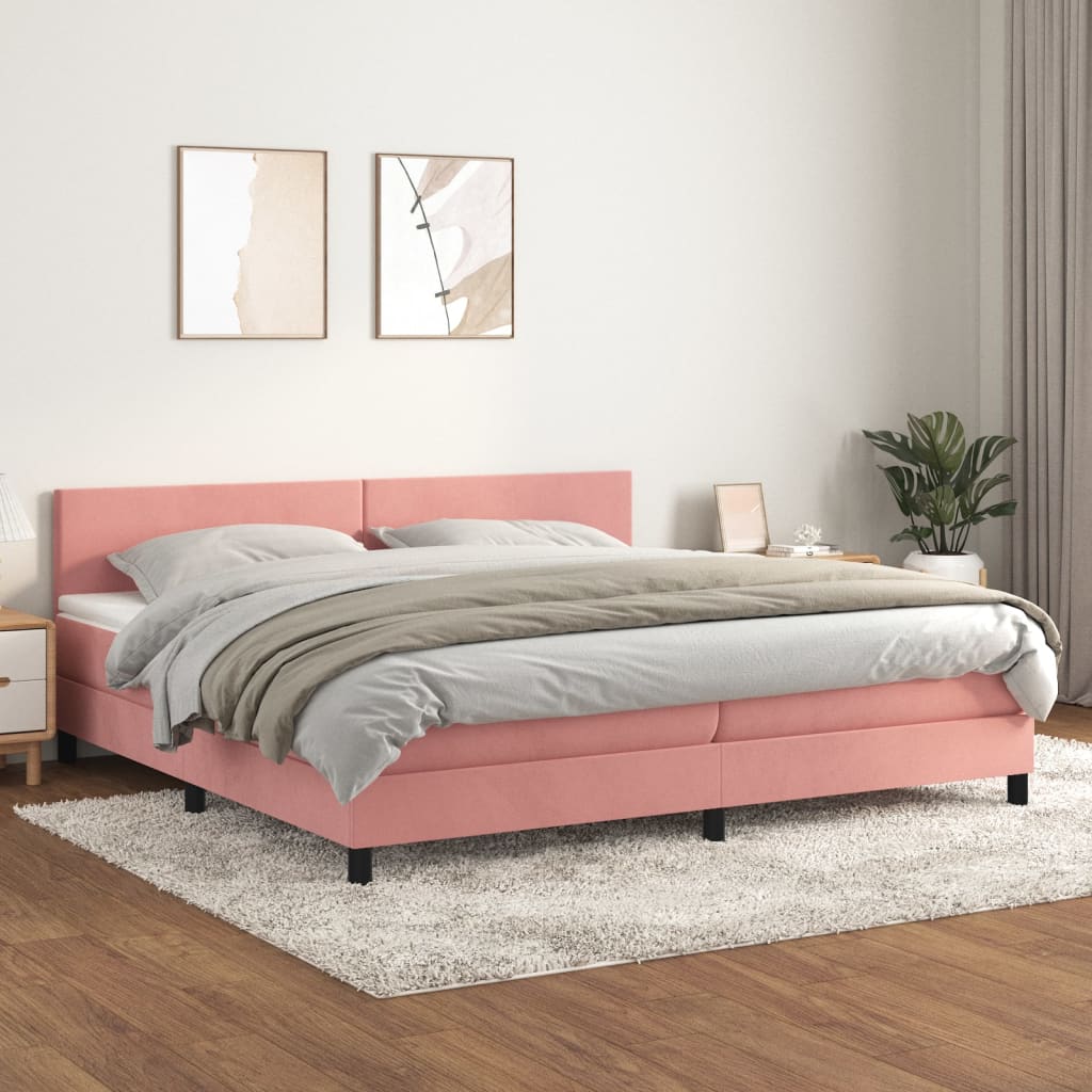 vidaXL Boxspring met matras fluweel donkergrijs 140x200 cm