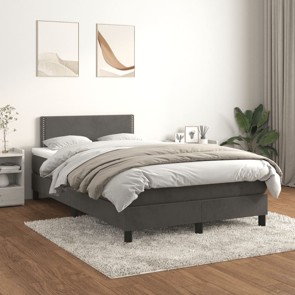 vidaXL Boxspring met matras fluweel donkergrijs 90x200 cm