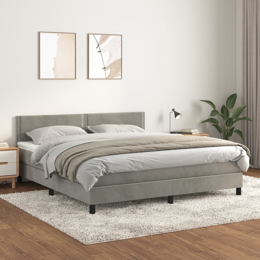 vidaXL Boxspring met matras fluweel donkergrijs 90x200 cm