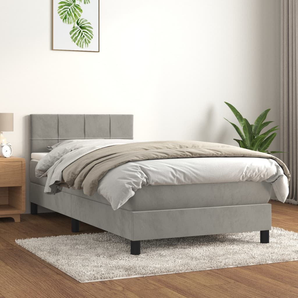 vidaXL Boxspring met matras fluweel donkergrijs 140x200 cm