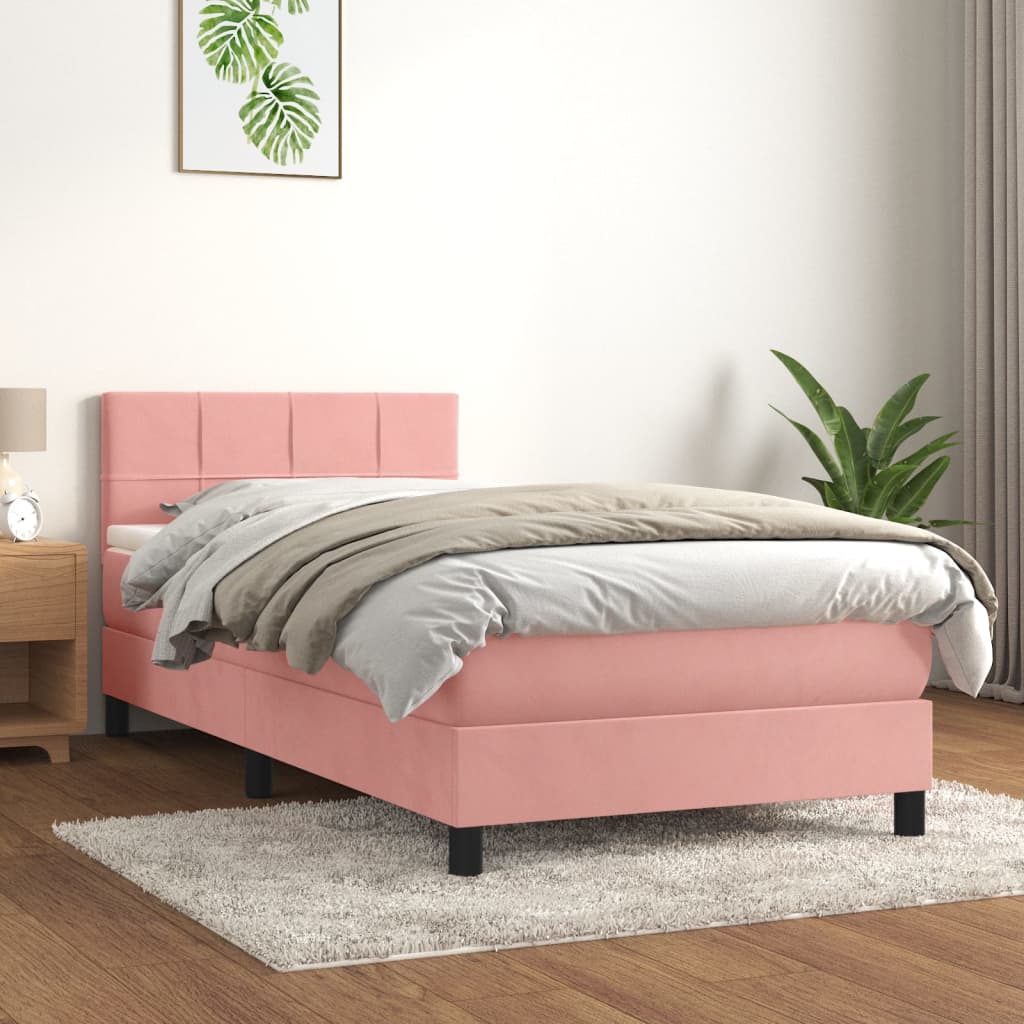 vidaXL Boxspring met matras fluweel donkergrijs 140x200 cm