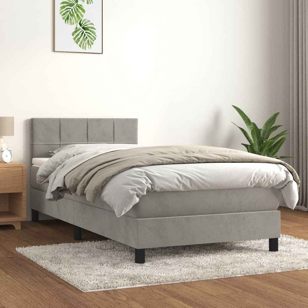 vidaXL Boxspring met matras fluweel donkergrijs 140x200 cm