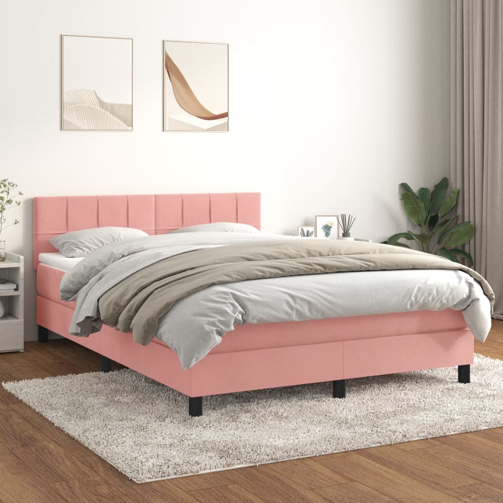 vidaXL Boxspring met matras fluweel donkergrijs 140x200 cm