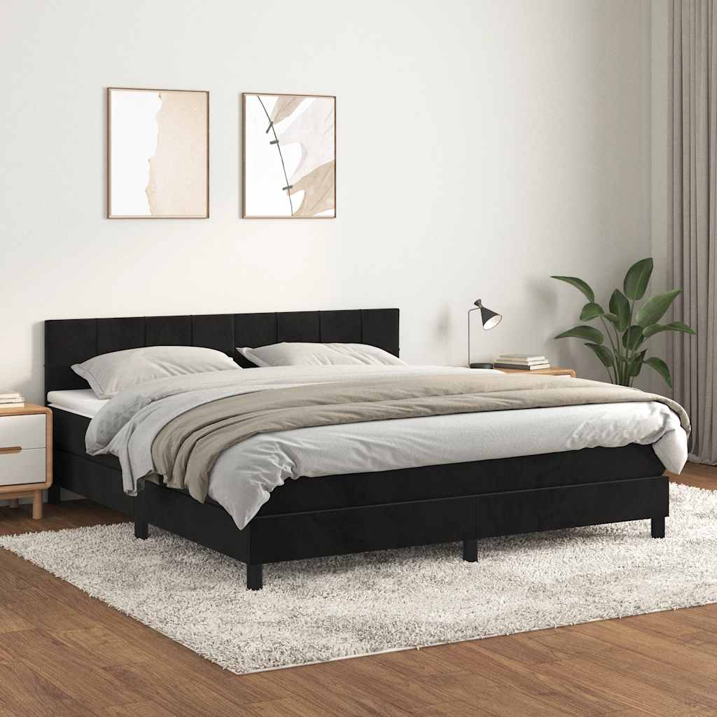 vidaXL Boxspring met matras fluweel donkergrijs 140x200 cm