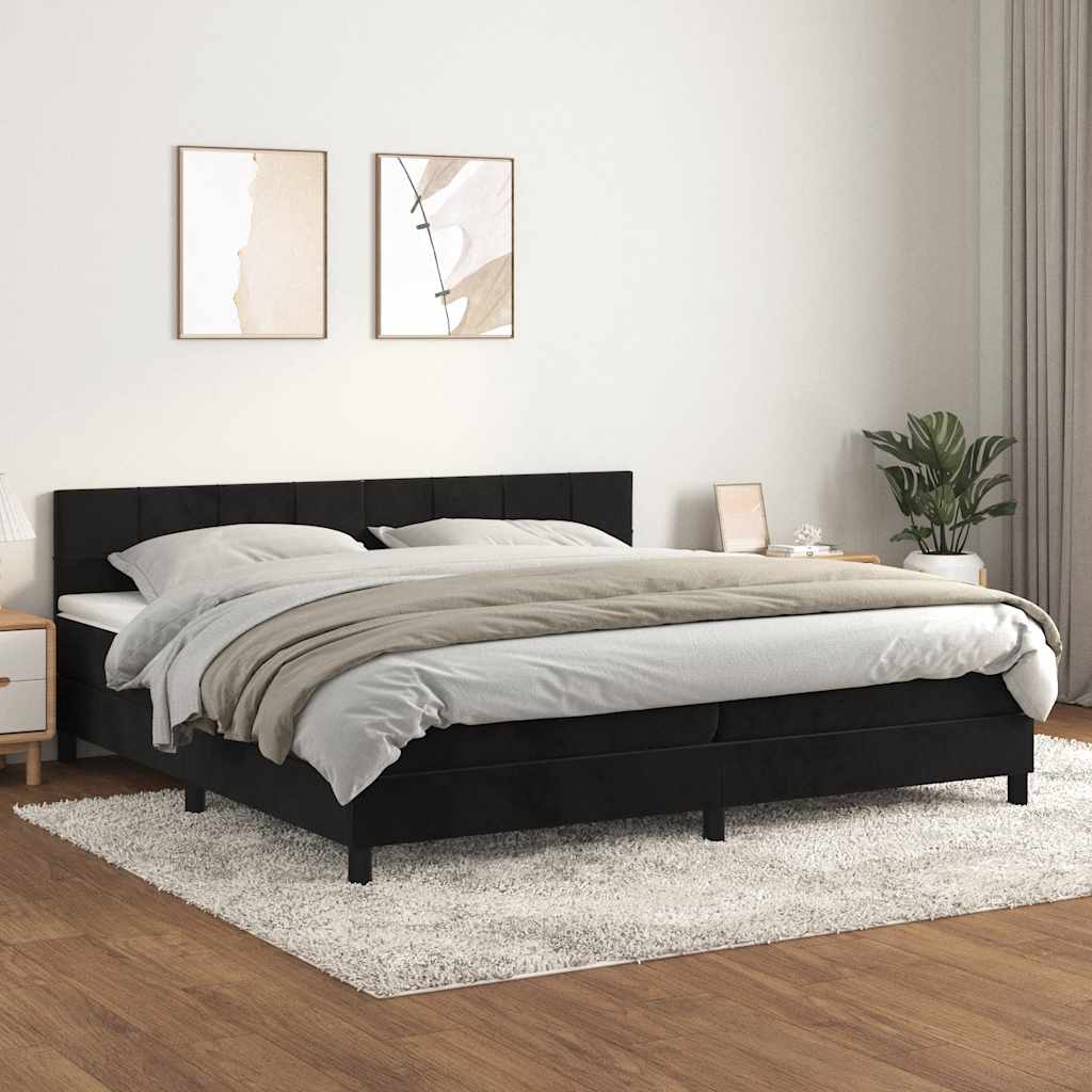 vidaXL Boxspring met matras fluweel donkergrijs 140x200 cm