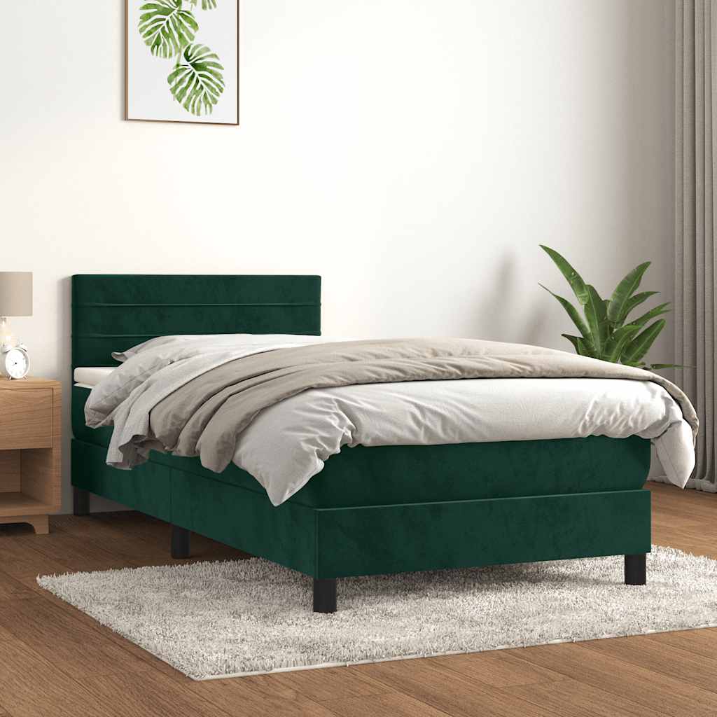 vidaXL Boxspring met matras fluweel donkergrijs 90x200 cm