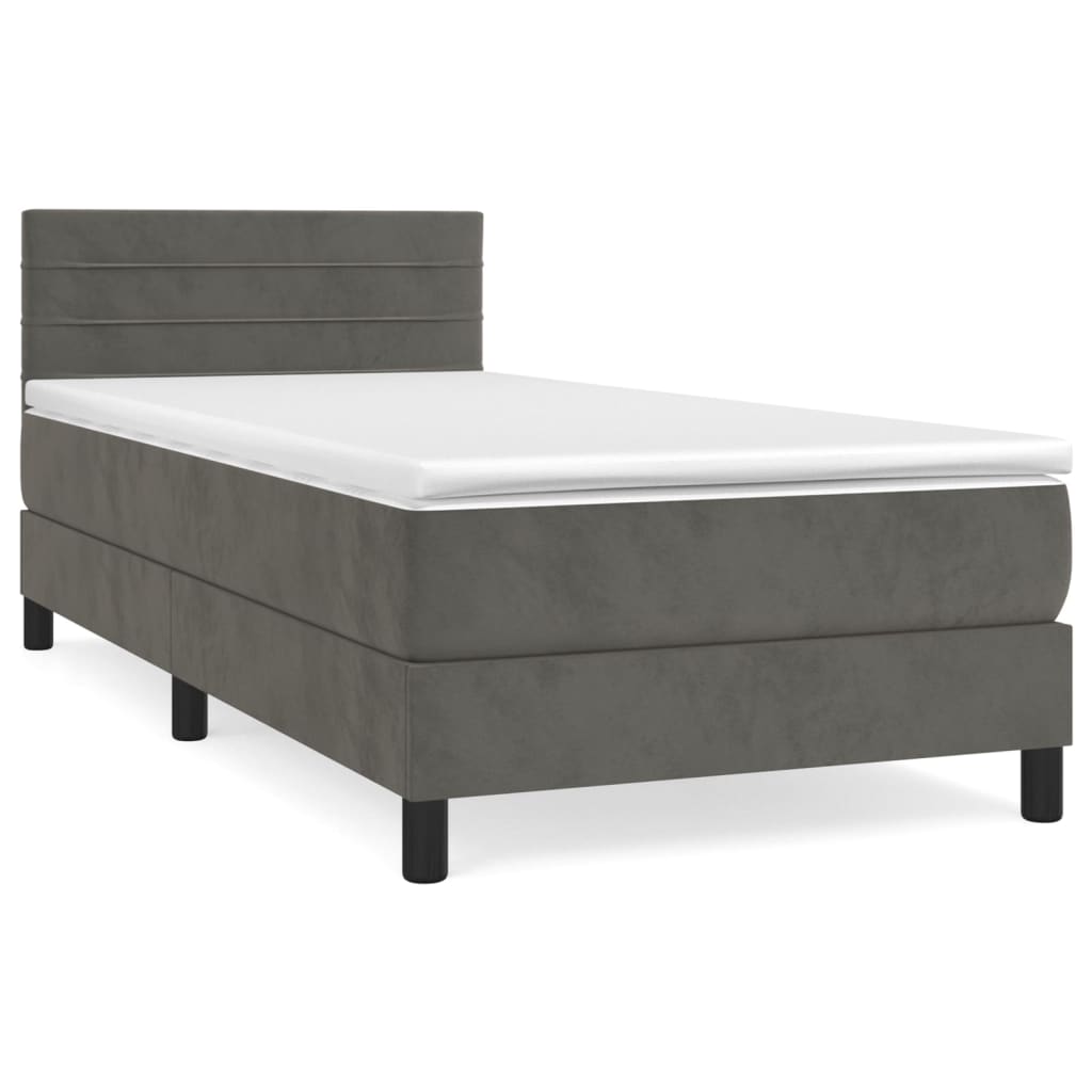 vidaXL Boxspring met matras fluweel donkergrijs 90x200 cm