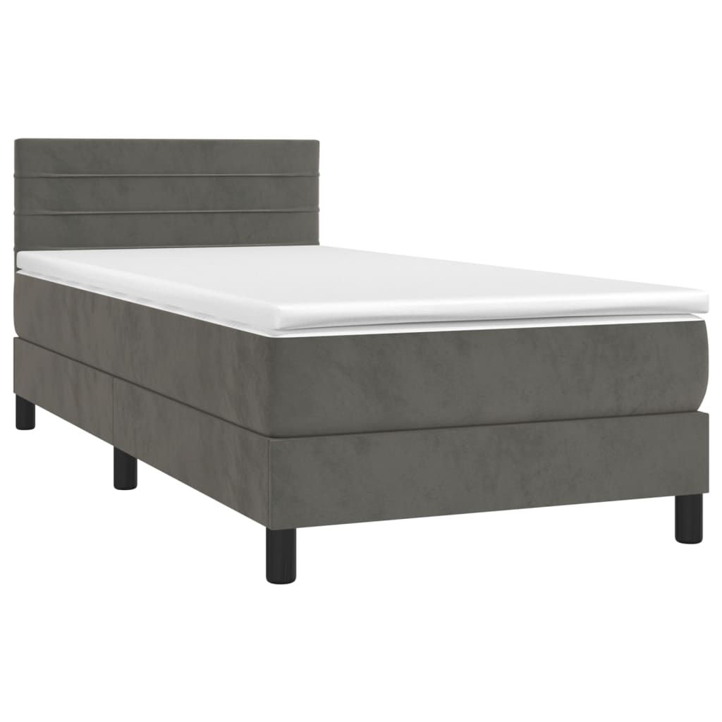 vidaXL Boxspring met matras fluweel donkergrijs 90x200 cm