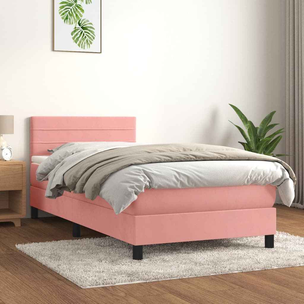 vidaXL Boxspring met matras fluweel donkergrijs 90x200 cm