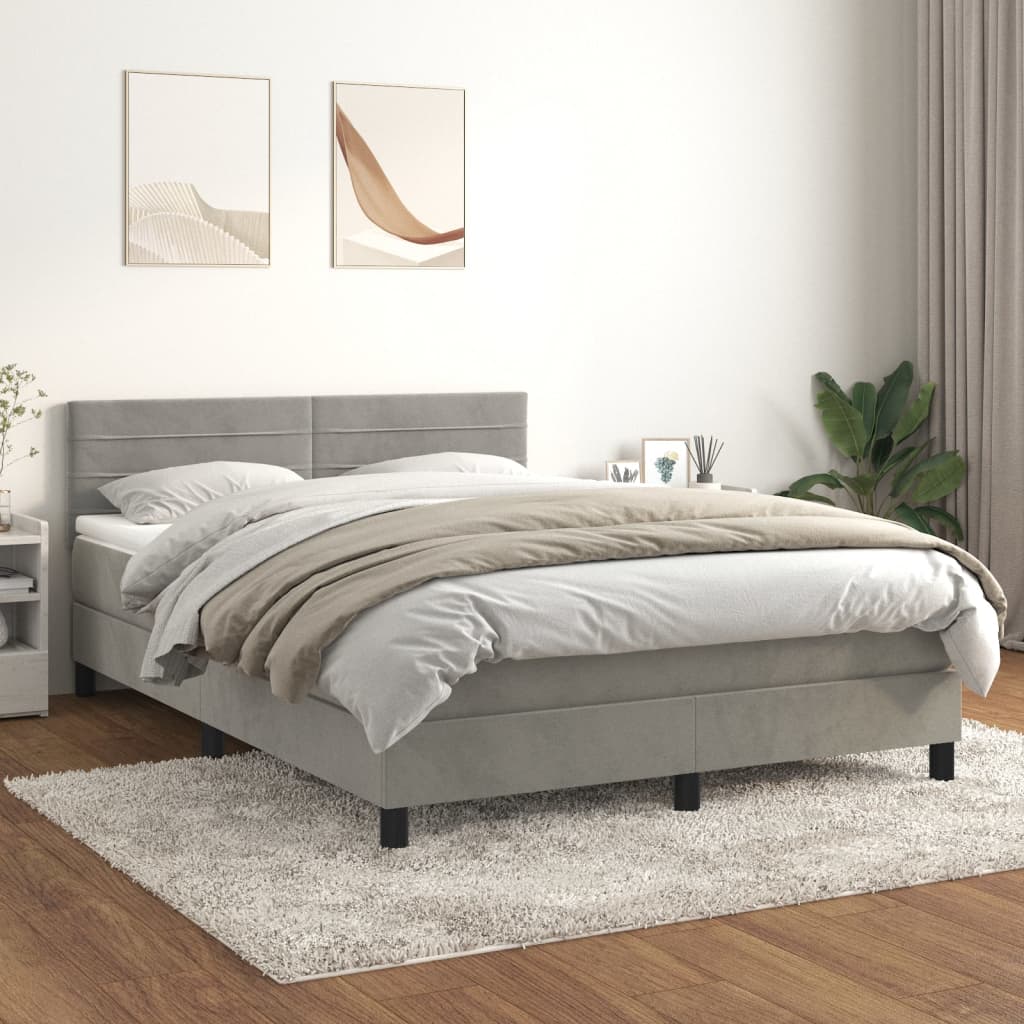 vidaXL Boxspring met matras fluweel donkergrijs 90x200 cm