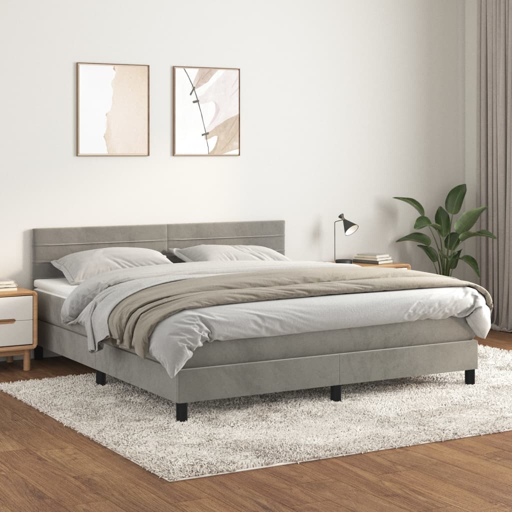 vidaXL Boxspring met matras fluweel donkergrijs 90x200 cm