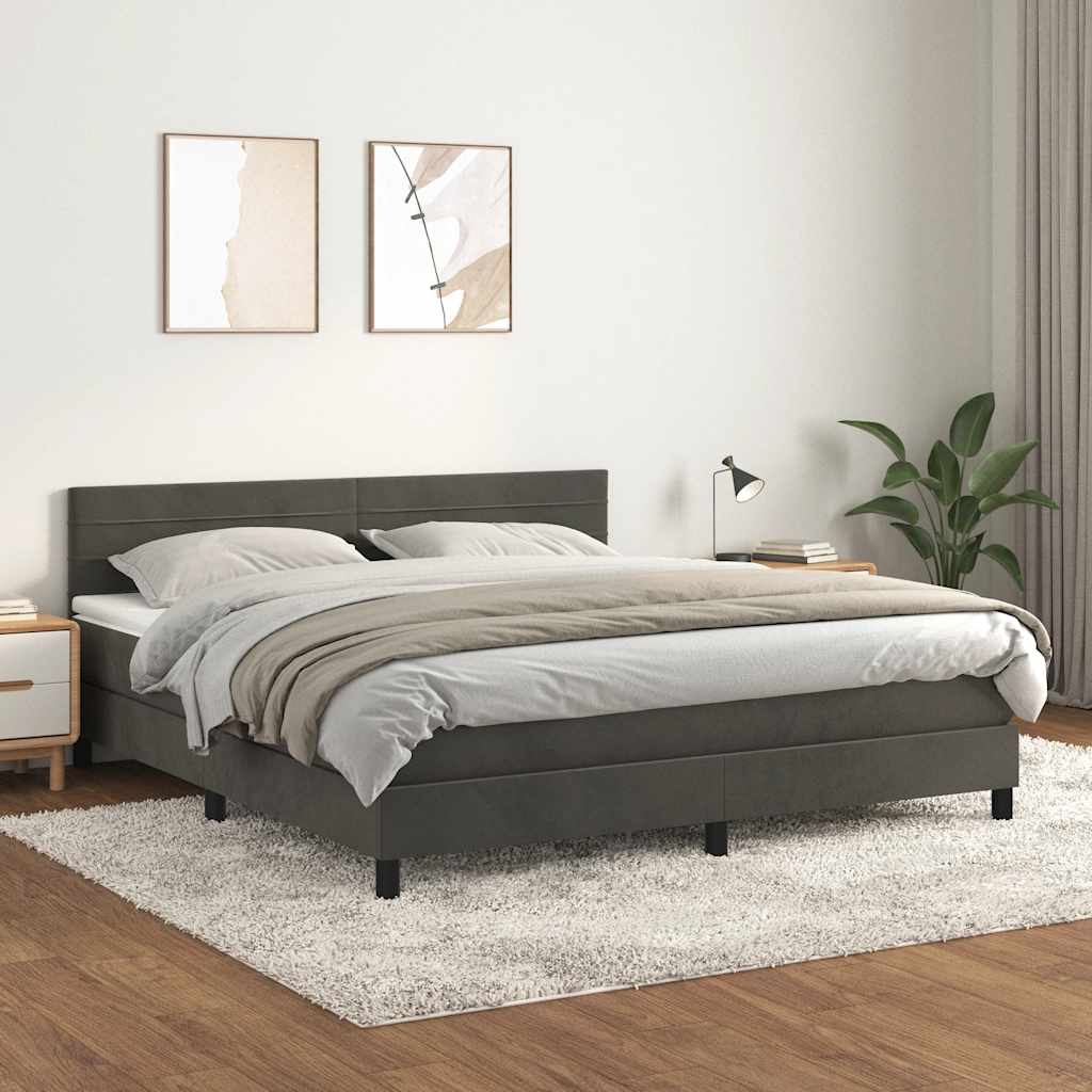 vidaXL Boxspring met matras fluweel donkergrijs 90x200 cm
