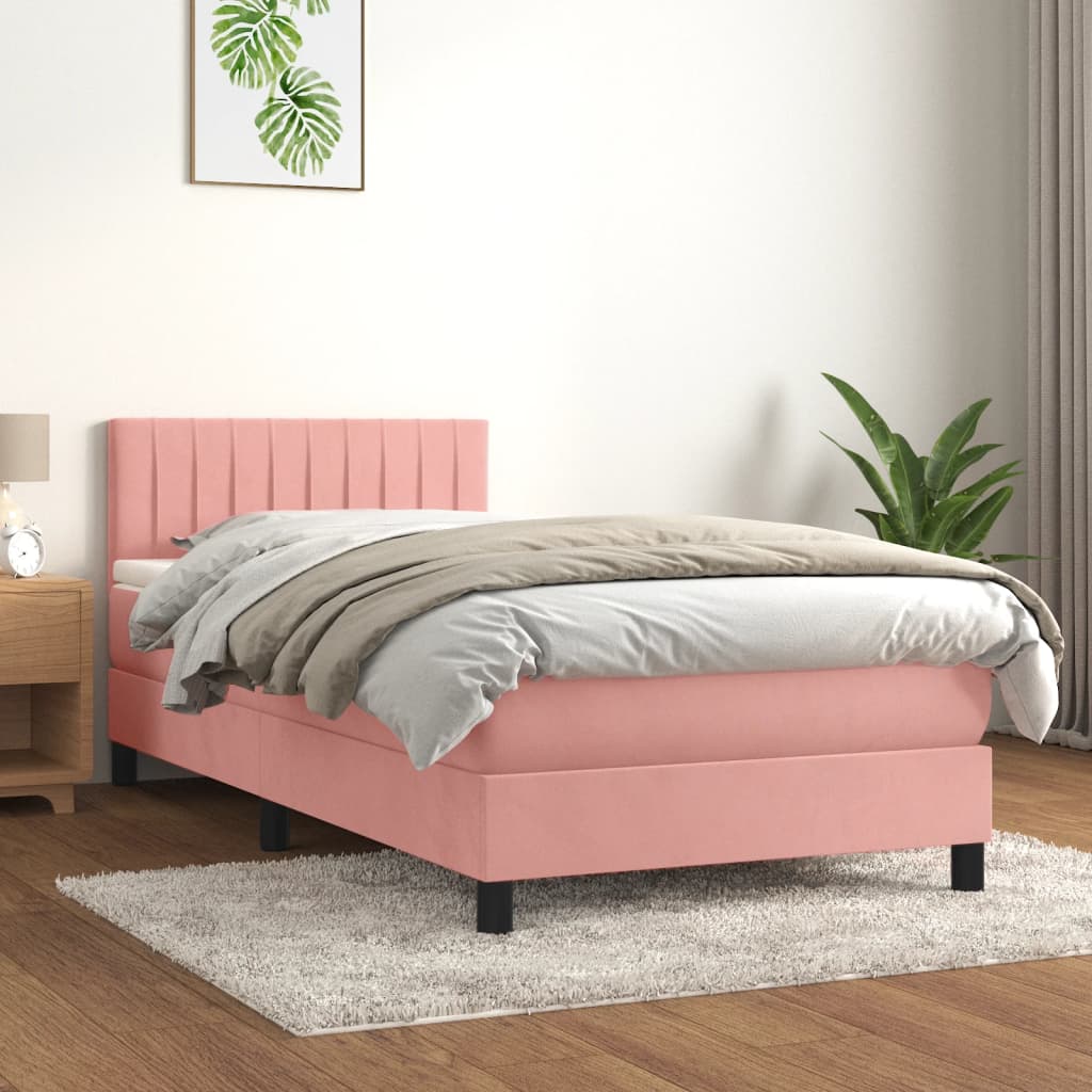 vidaXL Boxspring met matras fluweel donkergrijs 140x200 cm