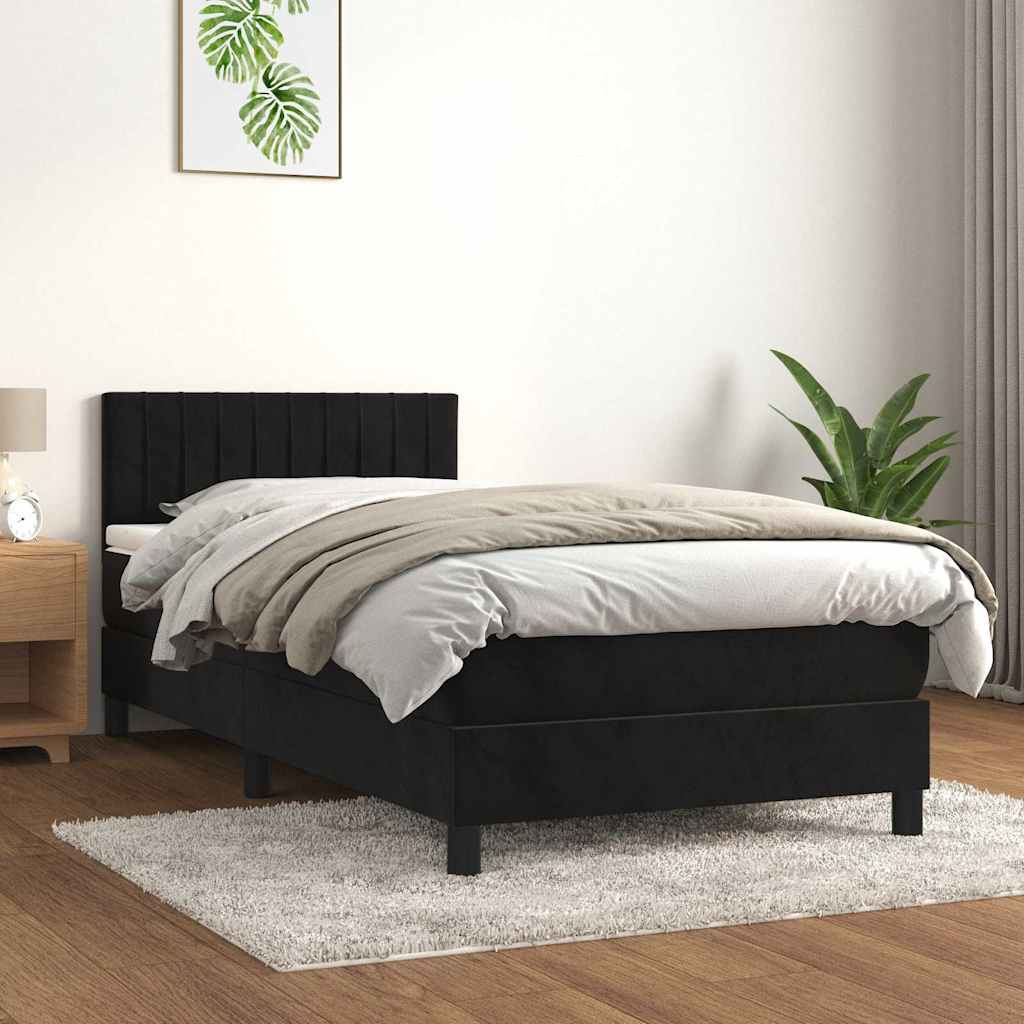 vidaXL Boxspring met matras fluweel donkergrijs 140x200 cm