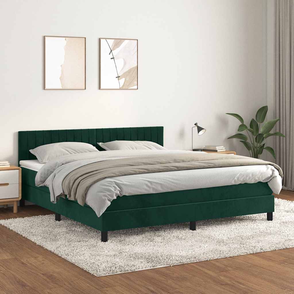 vidaXL Boxspring met matras fluweel donkergrijs 140x200 cm