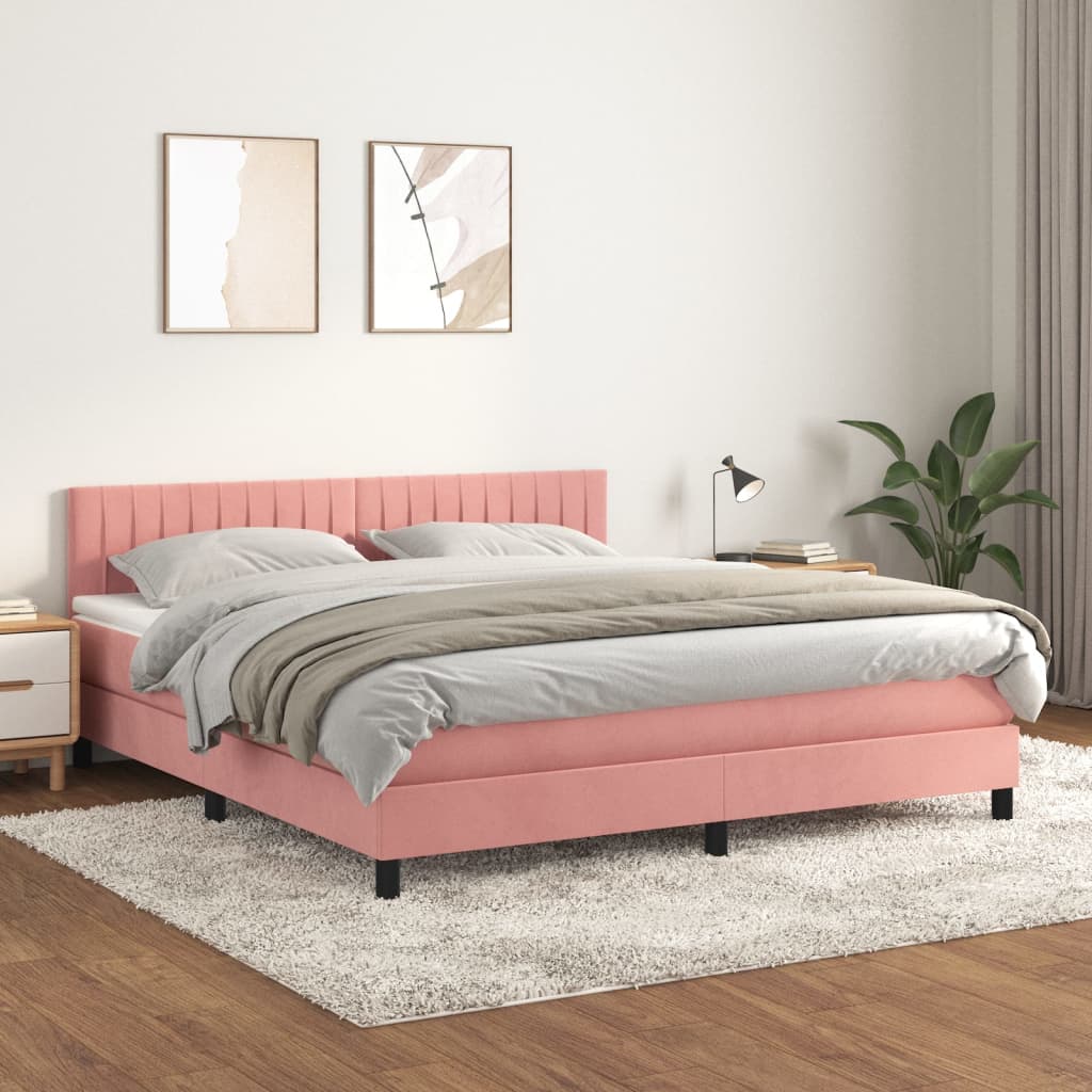 vidaXL Boxspring met matras fluweel donkergrijs 140x200 cm