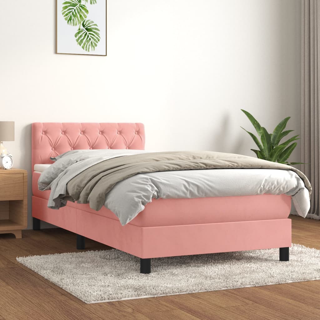 vidaXL Boxspring met matras fluweel donkergrijs 90x200 cm