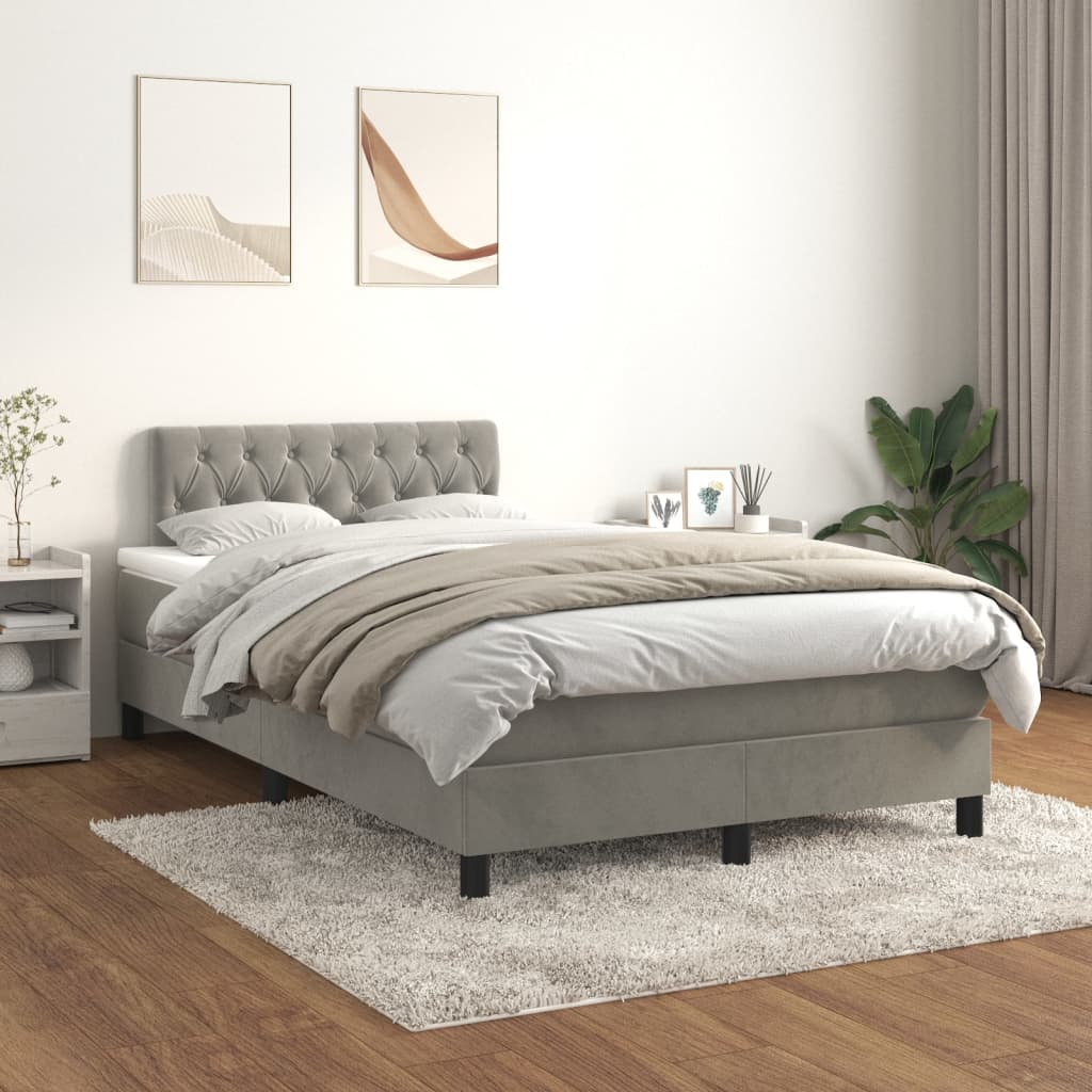 vidaXL Boxspring met matras fluweel donkergrijs 90x200 cm