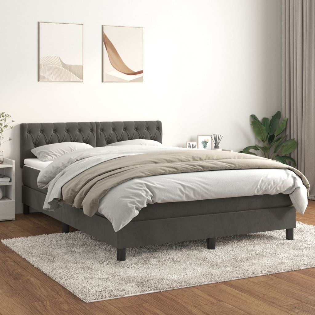 vidaXL Boxspring met matras fluweel donkergrijs 90x200 cm