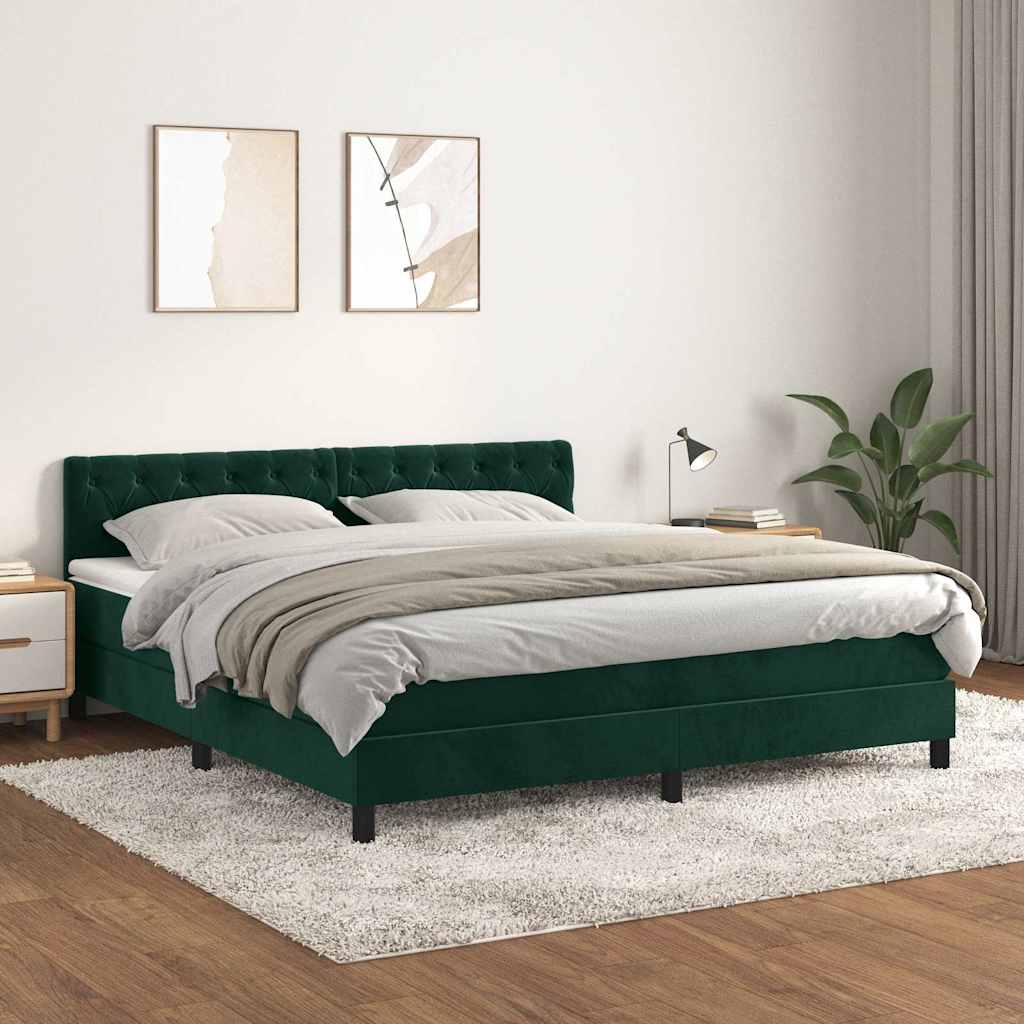 vidaXL Boxspring met matras fluweel donkergrijs 90x200 cm