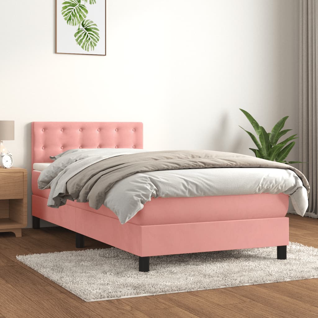 vidaXL Boxspring met matras fluweel donkergrijs 140x200 cm