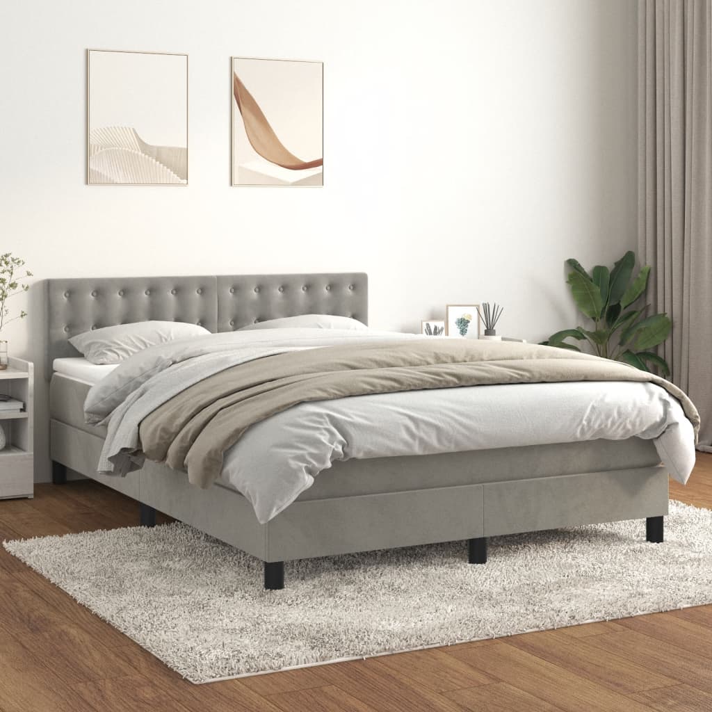 vidaXL Boxspring met matras fluweel donkergrijs 140x200 cm
