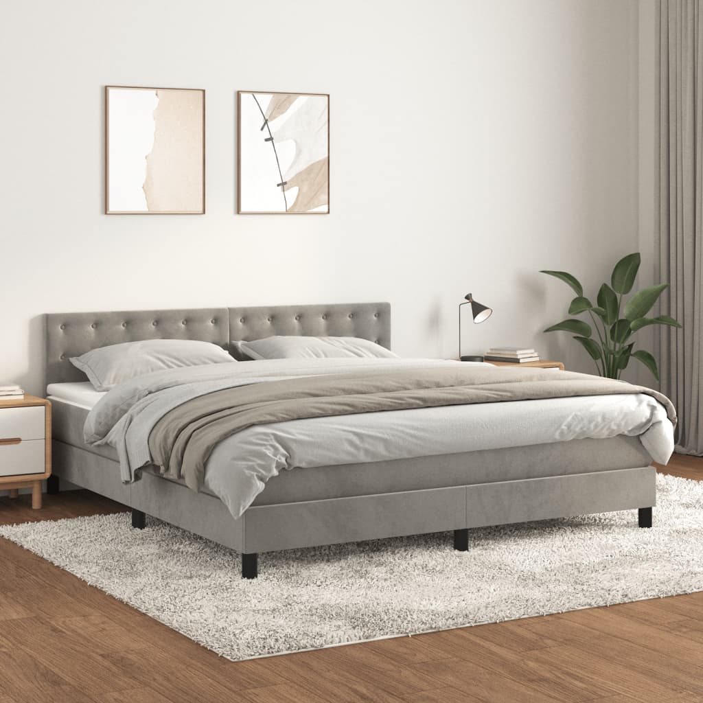 vidaXL Boxspring met matras fluweel donkergrijs 140x200 cm