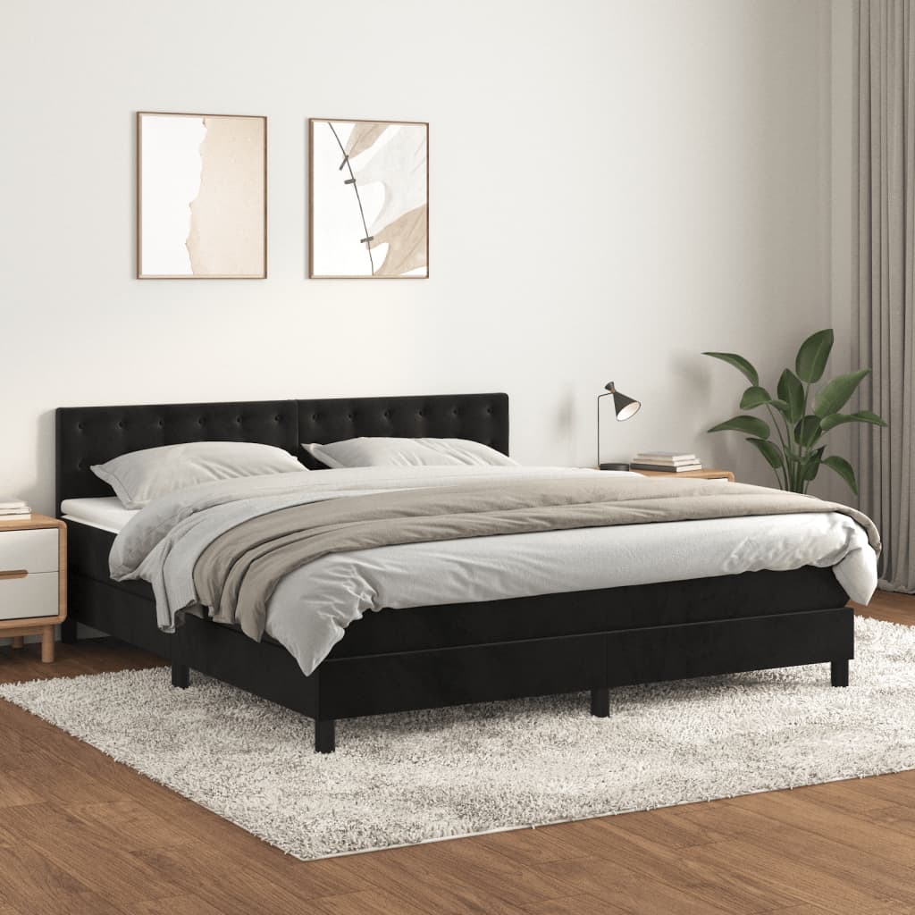 vidaXL Boxspring met matras fluweel donkergrijs 140x200 cm