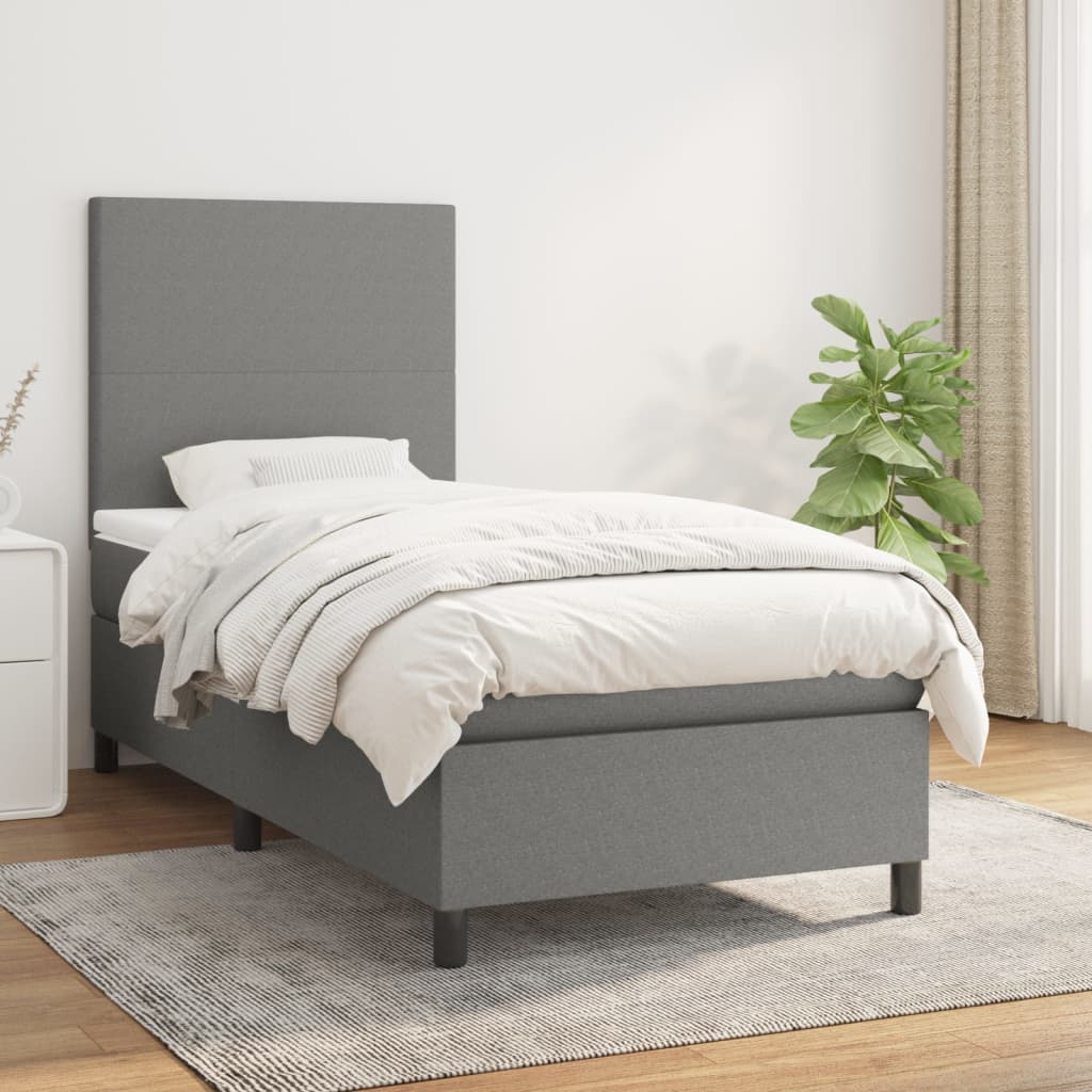 vidaXL Boxspring met matras stof lichtgrijs 200x200 cm
