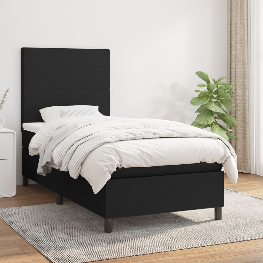 vidaXL Boxspring met matras stof lichtgrijs 200x200 cm