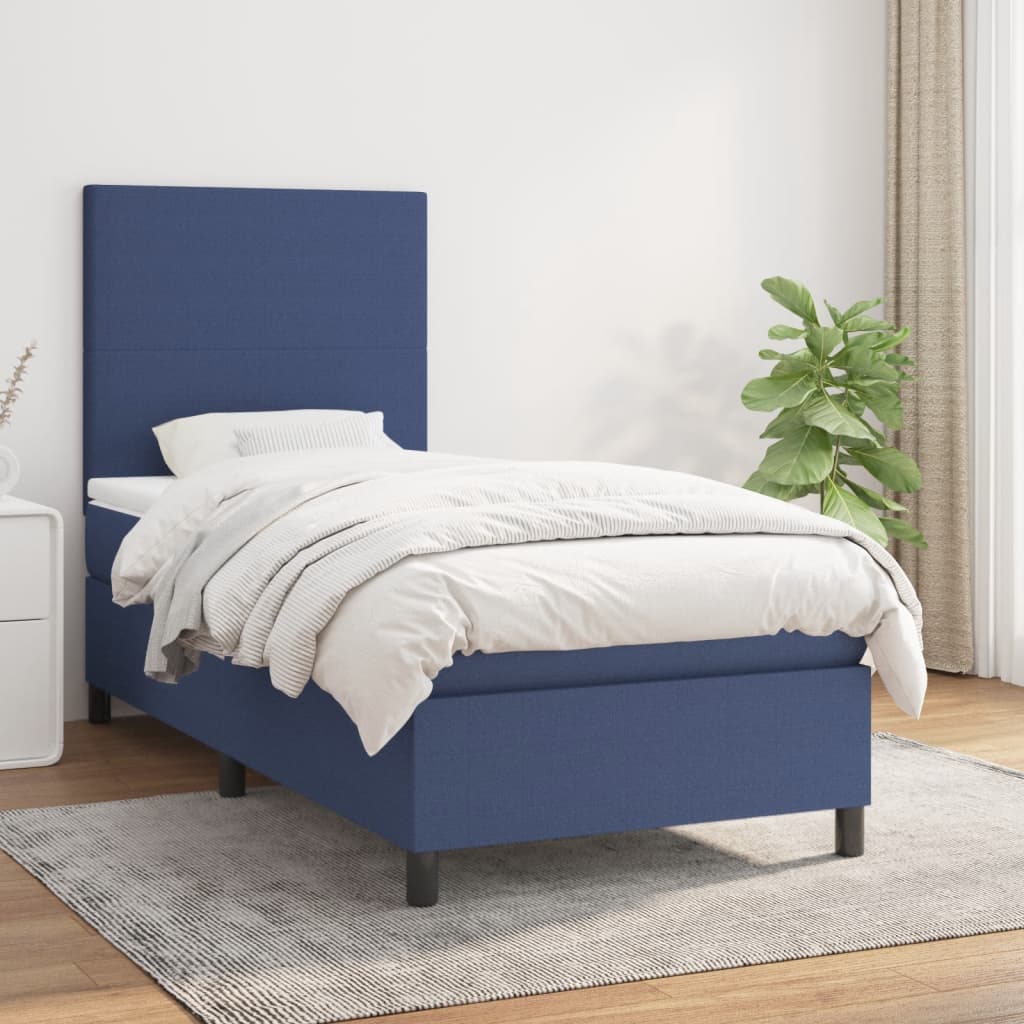 vidaXL Boxspring met matras stof lichtgrijs 200x200 cm