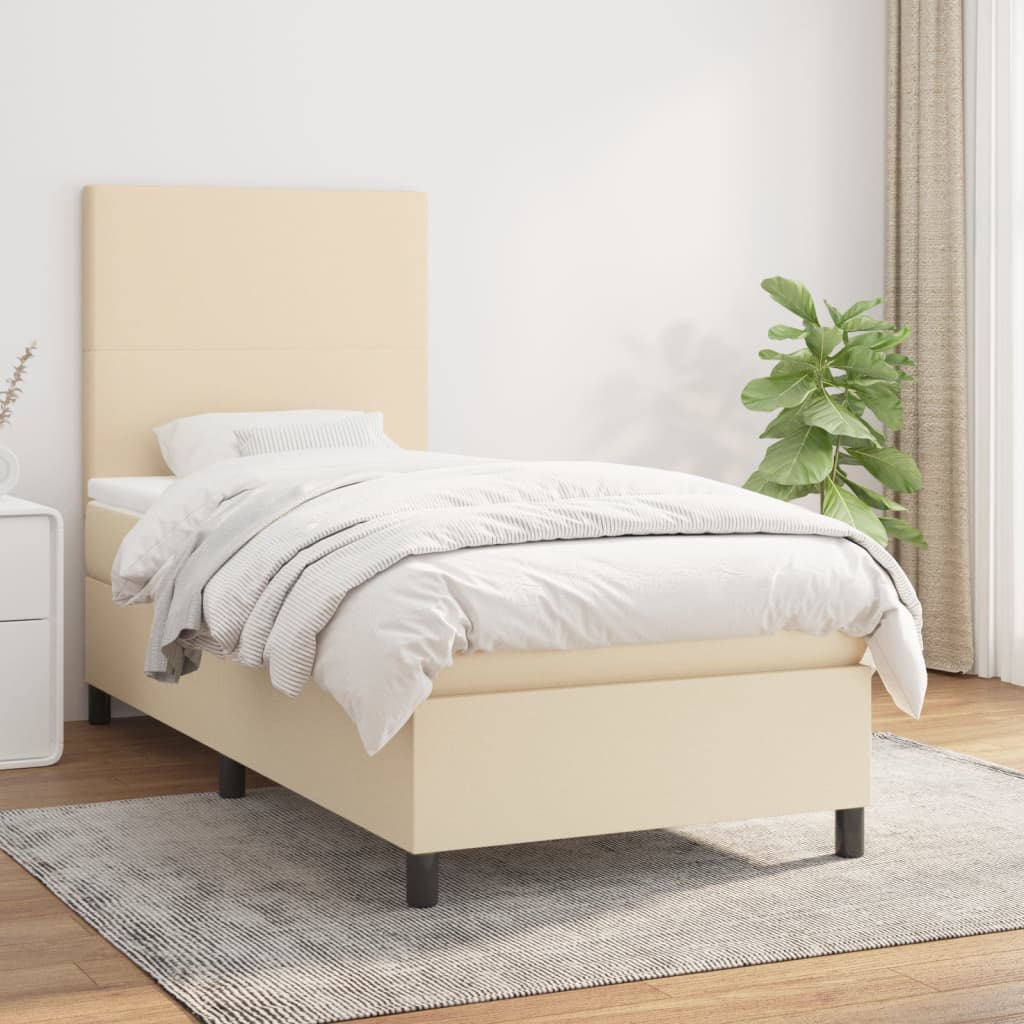 vidaXL Boxspring met matras stof lichtgrijs 200x200 cm