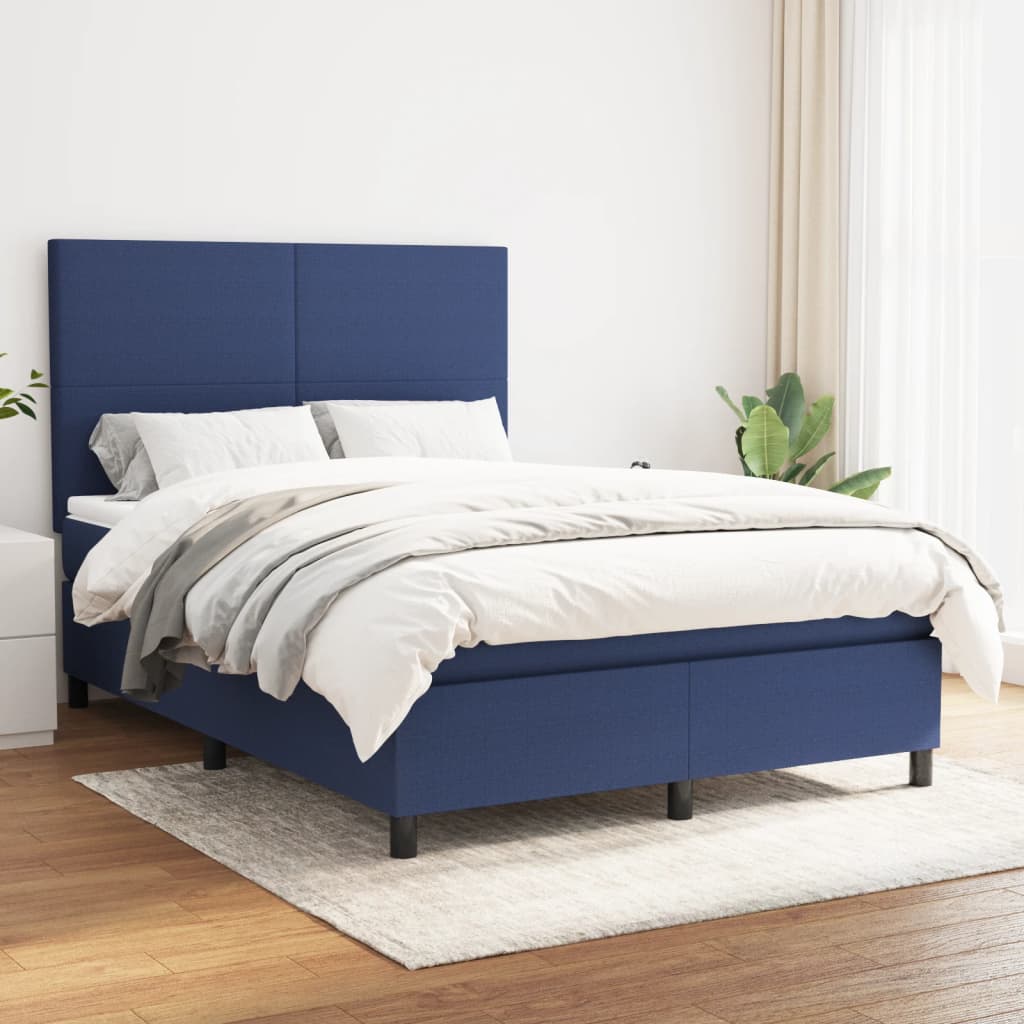 vidaXL Boxspring met matras stof lichtgrijs 200x200 cm
